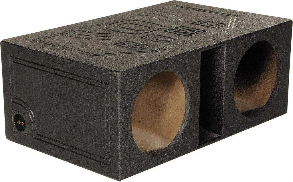 QPower QBOMB12VL Dual 12′′ Vented Subwoofer Box – Durable MDF, Black Rhino Liner Finish