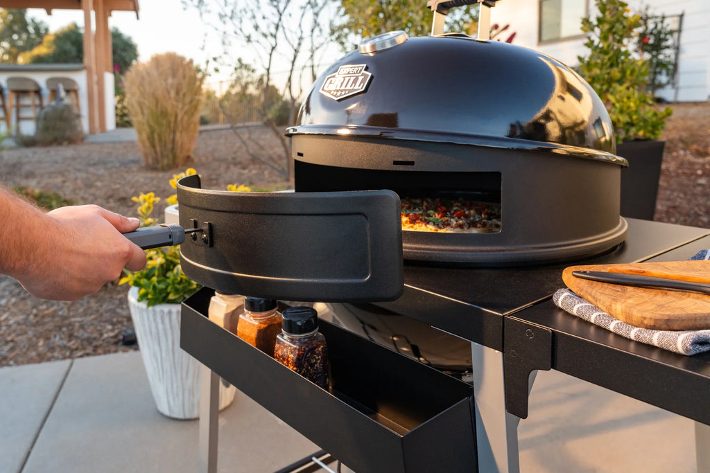 Expert Grill Kettle Cart with Pizza Accessories and Warming Rack