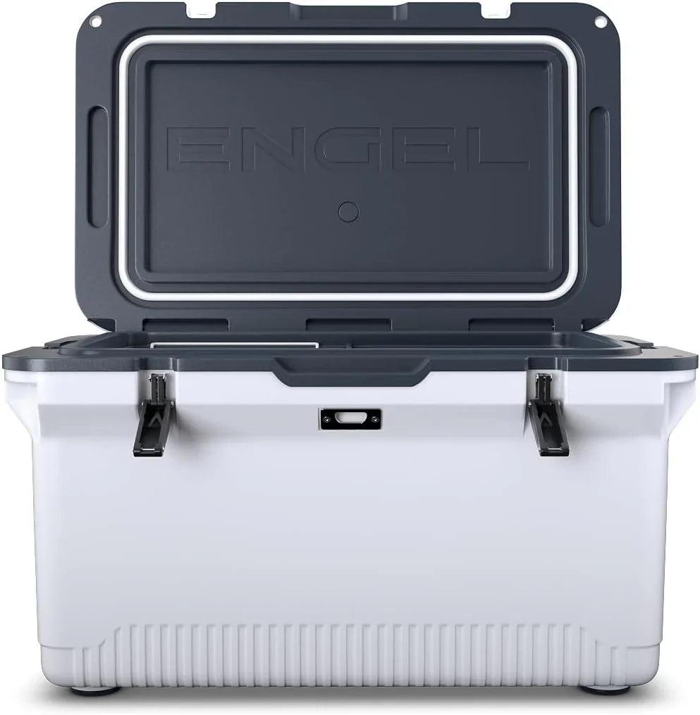 60 QT Ultra-Light Injection Molded Cooler - Ice Chest Keeps Ice up to 7 Days - Large Cooler Includes Wire Basket, Divider and Built-in Bottle Opener