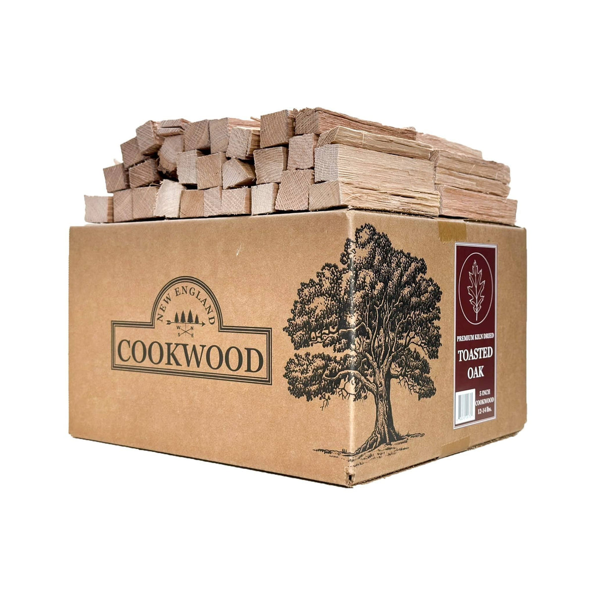 Toasted Oak 5 inch Universal Cooking Firewood - 14lbs. ~1000cuin Premium Kiln Dried Cooking Wood for Grills, Smokers and Ooni, Solo, Bertello Pizza