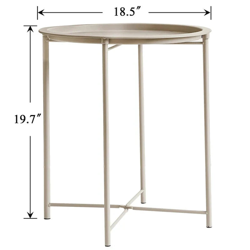Javlergo Set of 2 Folding Round Steel TV Tray Tables - Compact Side Tables, No Assembly Needed - Dimensions: 18.5 x 18.5 x 19.7 in