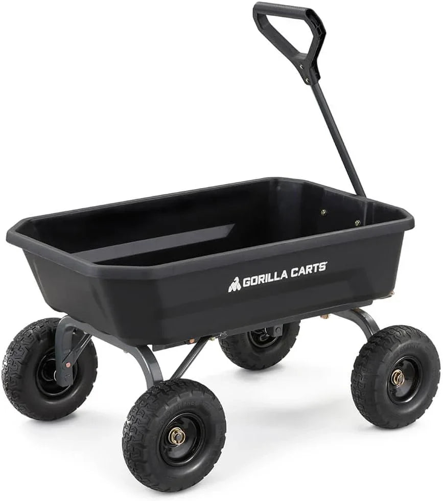 7GCG-NF Heavy-Duty Poly Dump Garden Cart with No-Flat Tires, 7 Cubic Feet, 1200-Pound Capacity, Black, Amazon Exclusive