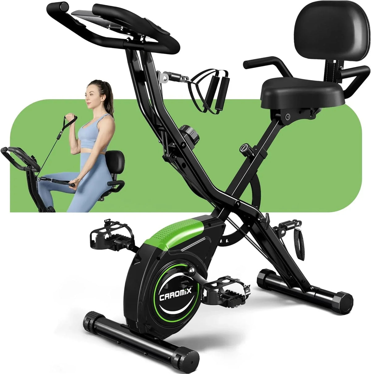 Caromix Folding Exercise Bike, 4 in 1 Stationary Bike 16-Level Magnetic Resistance Cycling Bicycle Upright Indoor Cycling Bike for Home Workout 330LB Capacity  sgtnighsdesigns