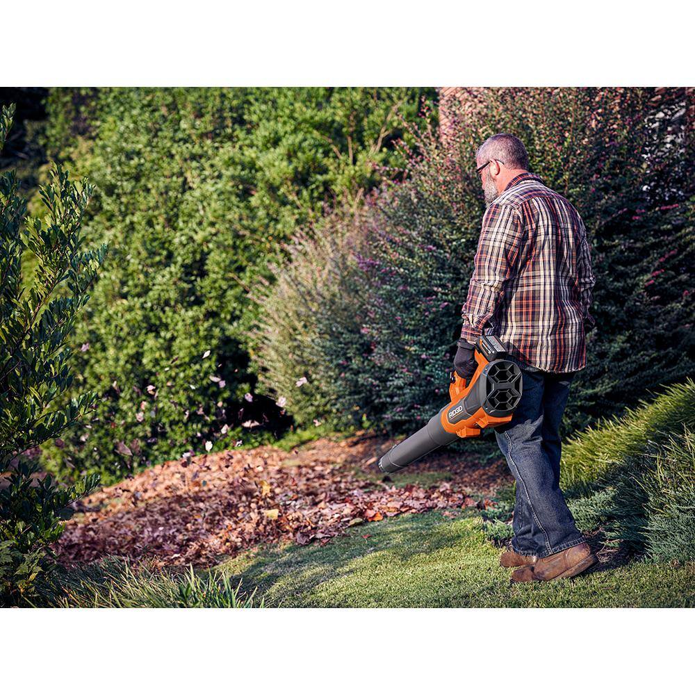 RIDGID 18V Brushless Cordless Leaf Blower, 510 CFM, 130 MPH, with 6.0Ah Battery & Charger