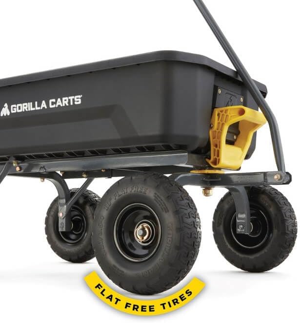 7GCG-NF Heavy-Duty Poly Dump Garden Cart with No-Flat Tires, 7 Cubic Feet, 1200-Pound Capacity, Black, Amazon Exclusive
