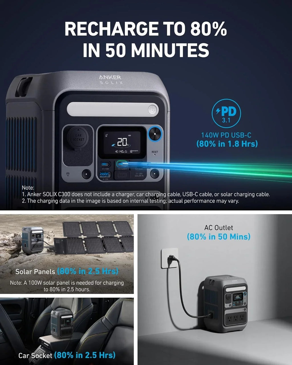 288Wh Portable Power Station - Model C300