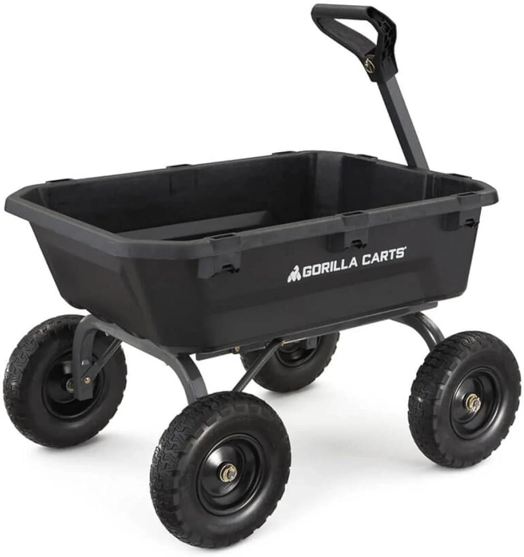 7GCG-NF Heavy-Duty Poly Dump Garden Cart with No-Flat Tires, 7 Cubic Feet, 1200-Pound Capacity, Black, Amazon Exclusive