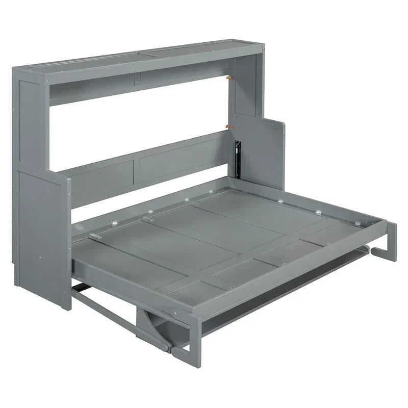 Queen/Full Size Murphy Bed with Hydraulic Lift and Integrated Desk Design