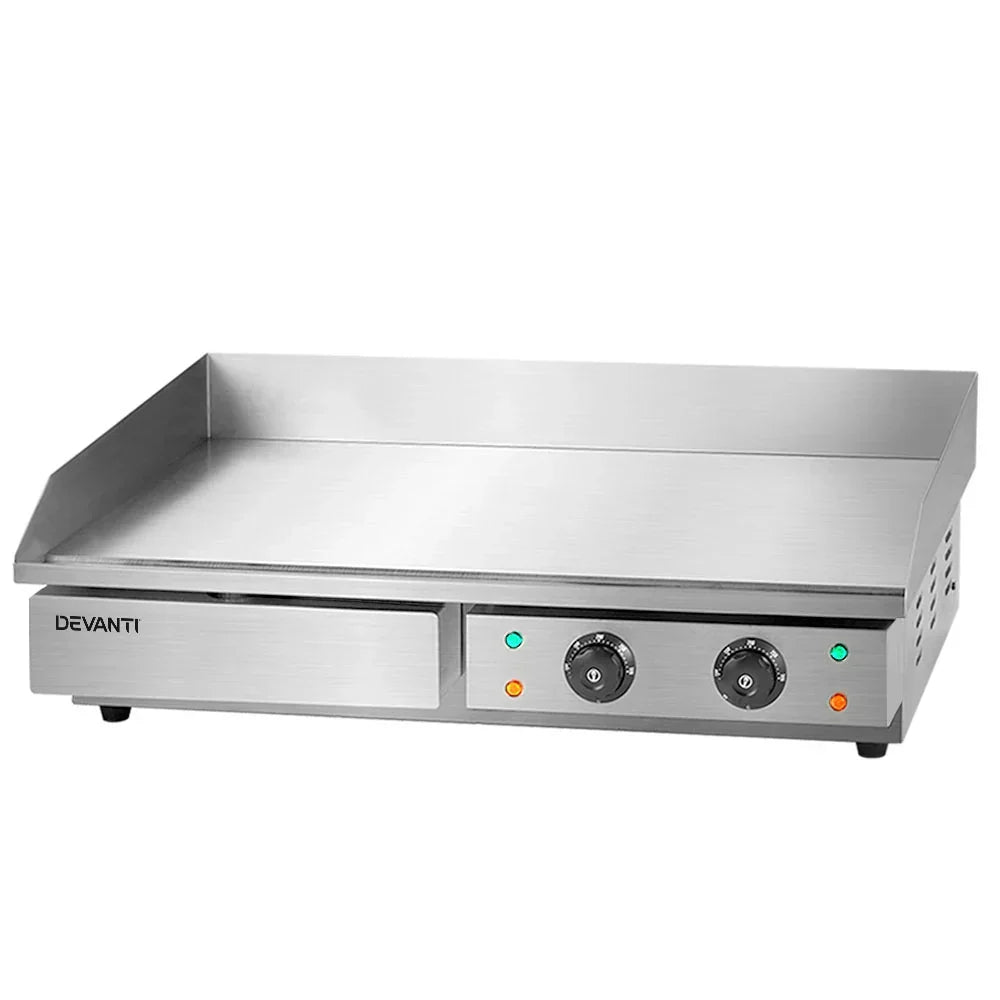 Devanti 73cm Commercial Electric Griddle BBQ Grill Plate 4400W Silver