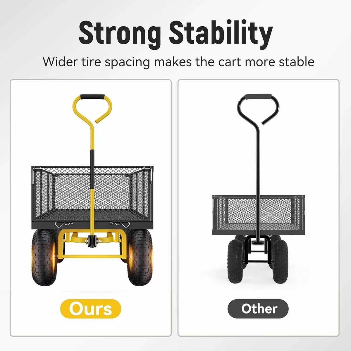 Steel Garden Cart, 2-in-1 1400 lbs Heavy Duty Utility Wagon, with Removable Mesh Sides to Convert into Flatbed, 240 U-Turn 13" Pneumatic Tires Garden Wagon for Farm Yard Lawn Garden Camping