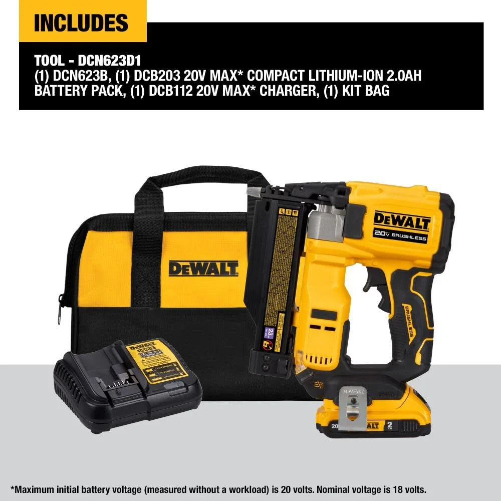 Compact Series 20V Pin Nailer 23 Gauge Kit DCN623D1