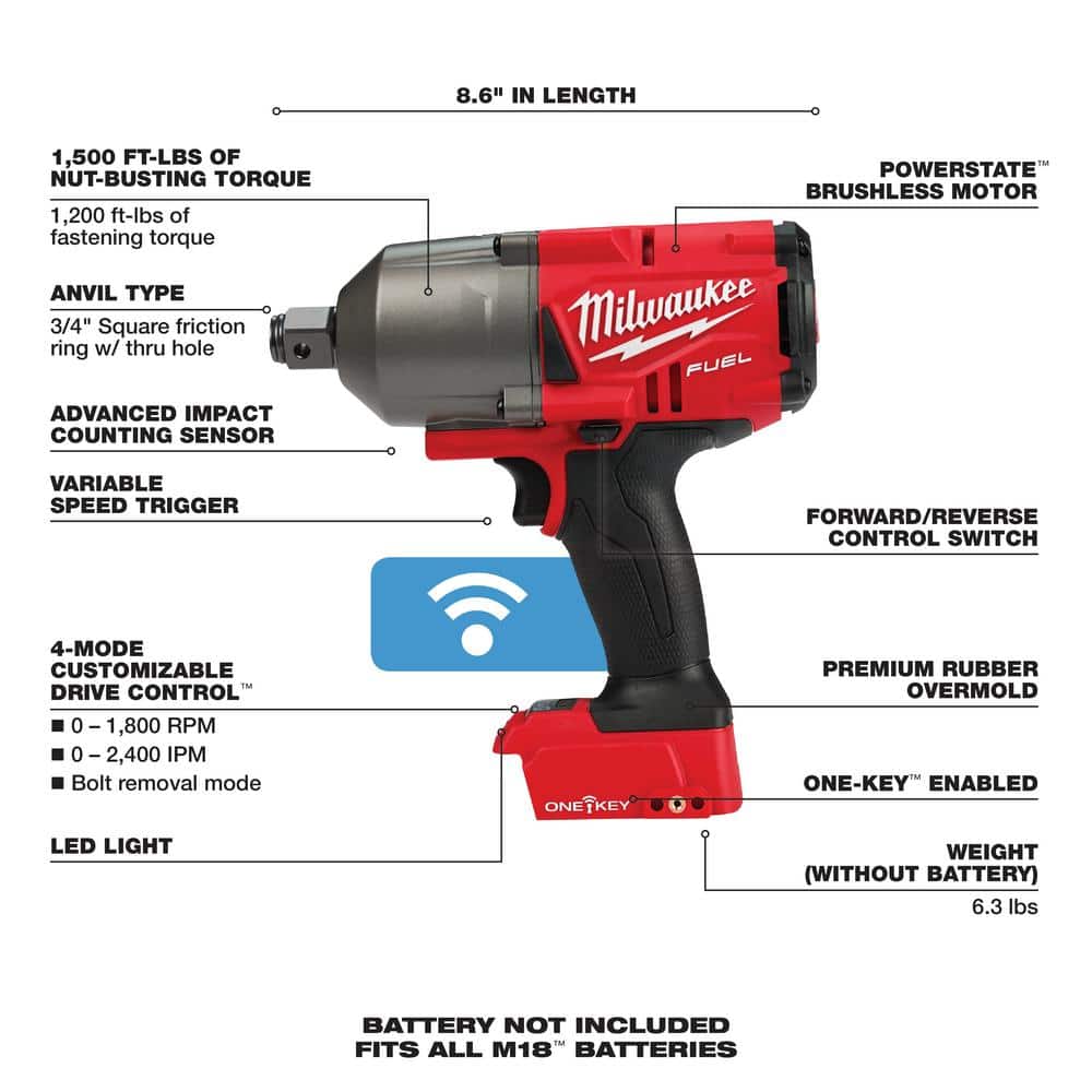 18V Lithium Ion Brushless Cordless 3/4 in. Impact Wrench with Friction (Tool Only) 20