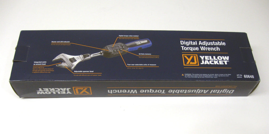 Yellow Jacket 60648 Digital Adjustable Torque Wrench 752 in - Lb Torque 10.6 in