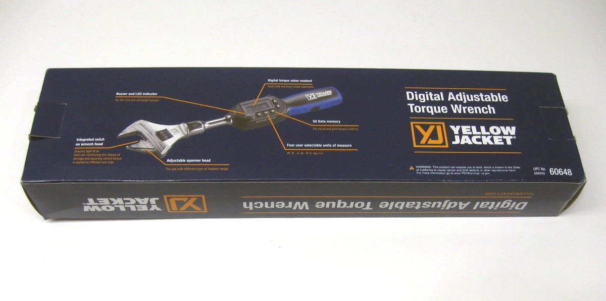 Yellow Jacket 60648 Digital Adjustable Torque Wrench 752 in - Lb Torque 10.6 in
