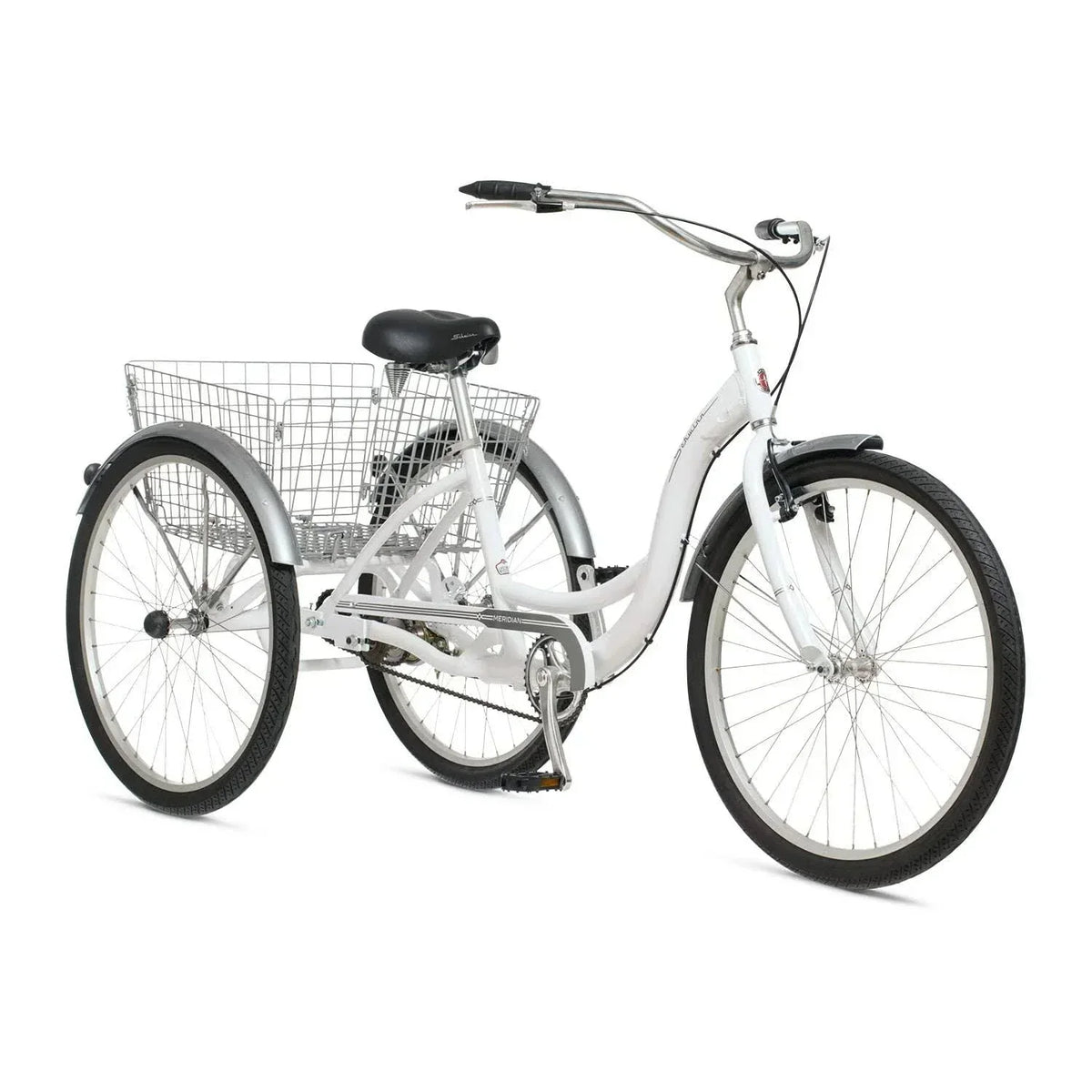Schwinn Meridian Adult Tricycle Bike Mens and Womens Three Wheel Beach Cruiser 26-inch Wheels Low Step-Through Frame Wide Seat Rear Folding Basket Sin