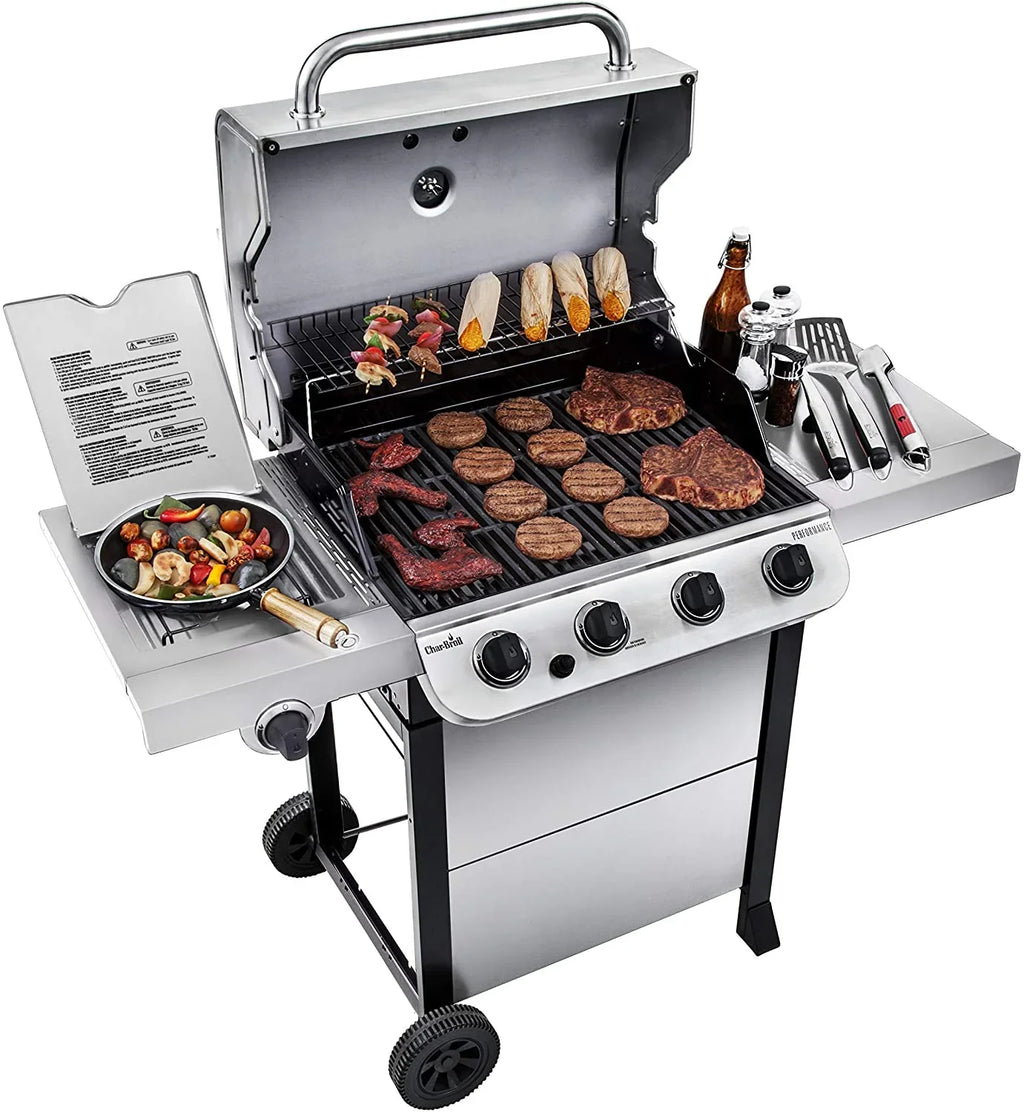 Char-Broil 463377319 Performance 4-Burner Cart Style Liquid Propane Gas Grill, Stainless Steel