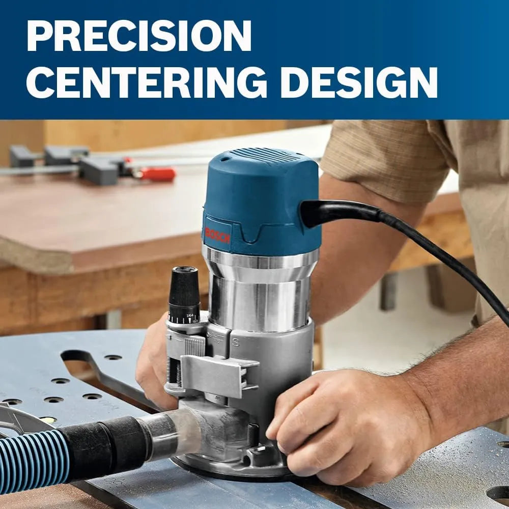 BOSCH 1617EVSPK Wood 12 Amp Router Tool Combo Kit - 2.25 Horsepower Plunge Router & Fixed Base with a Variable Speed