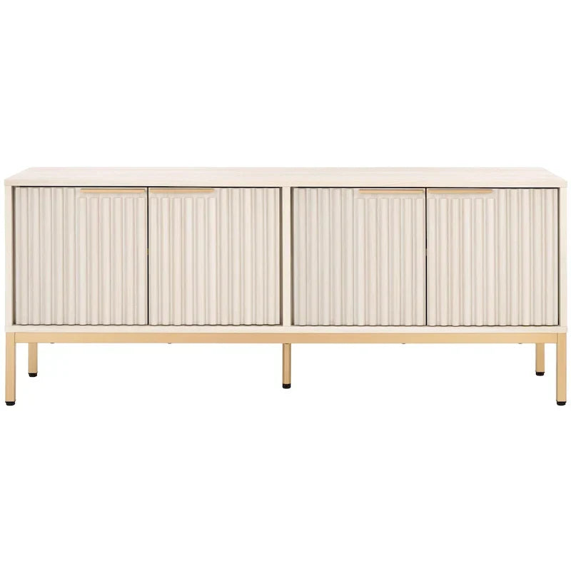 SAFAVIEH Deandra 4-Door Media Stand for Entertainment - Accommodates Up to 65-Inch Flat Screen TV - Dimensions: 60.8" W x 17.7" D x 24.6" H