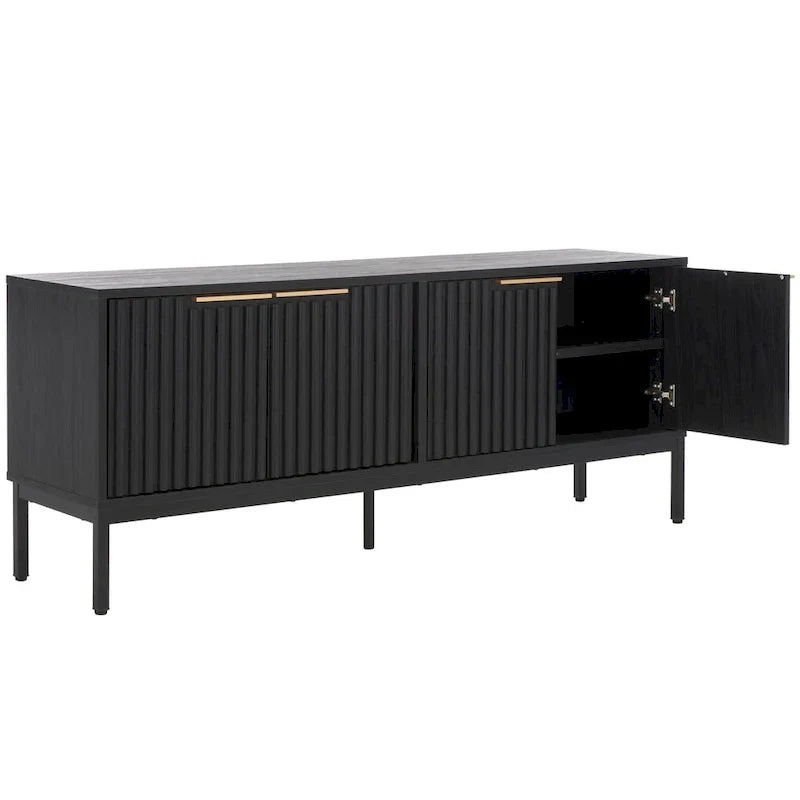 SAFAVIEH Deandra 4-Door Media Stand for Entertainment - Accommodates Up to 65-Inch Flat Screen TV - Dimensions: 60.8" W x 17.7" D x 24.6" H