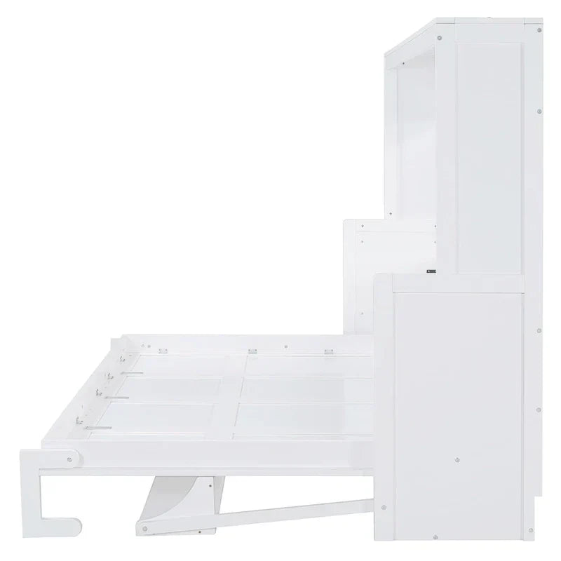 Queen/Full Size Murphy Bed with Hydraulic Lift and Integrated Desk Design