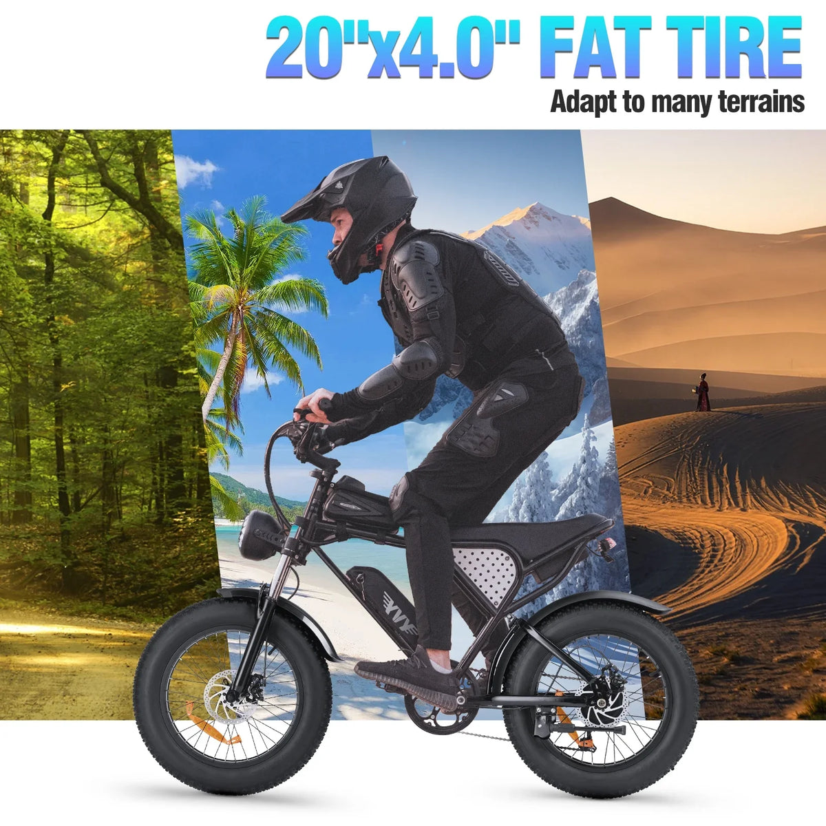 YVY 1500W Electric Bike for Adults, 33MPH 20'' Fat Tire Electric Motorcycle, 48V 20AH Removable Battery, 30 - 60