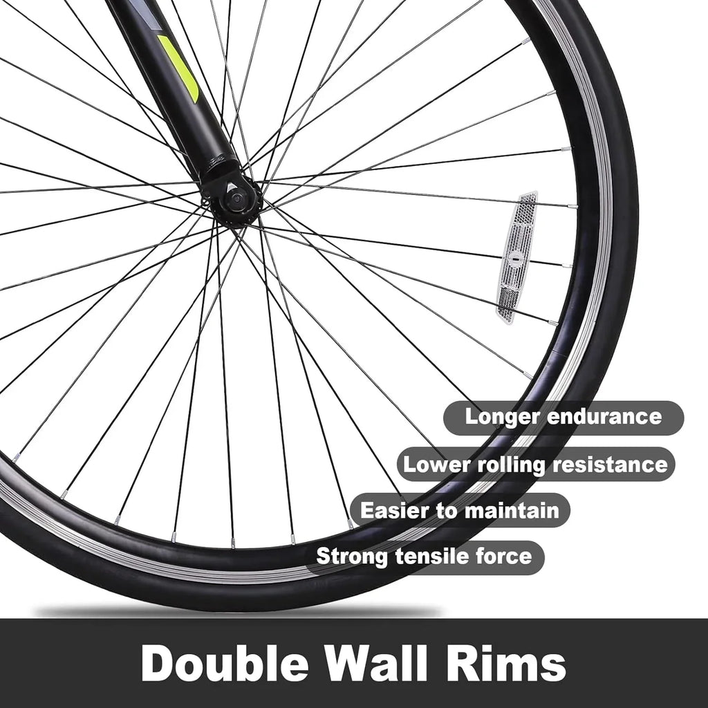 WEIZE Road Bike, 700C Wheel City Commuter Bicycle, Shimano 14 Speed Drop Bar, Racing Adult Bike with Caliper Brakes, High-Carbon Steel Hybrid Bikes