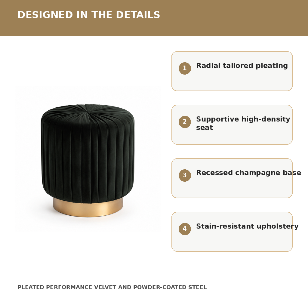 Arcade Pleat Vanity Stool