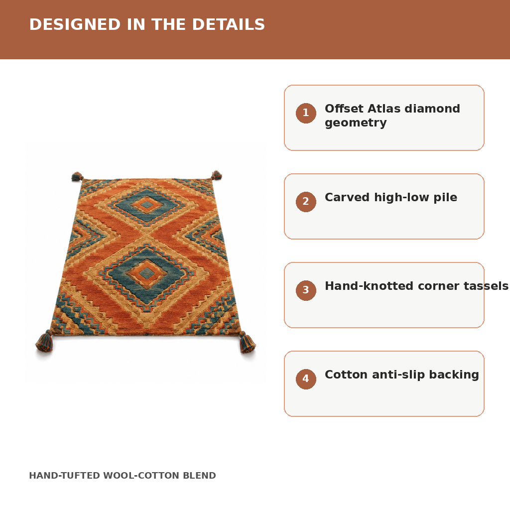 Atlas Diamond Tassel Rug
