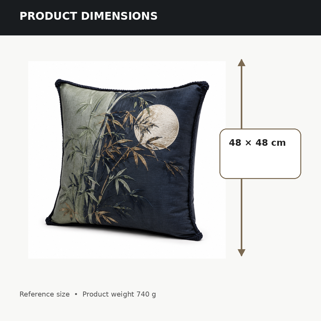 Bamboo Moon Embroidered Cushion