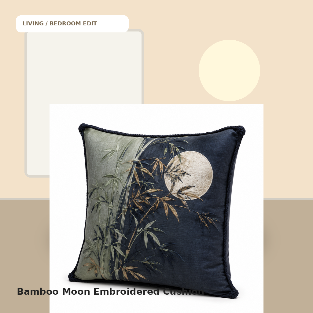Bamboo Moon Embroidered Cushion