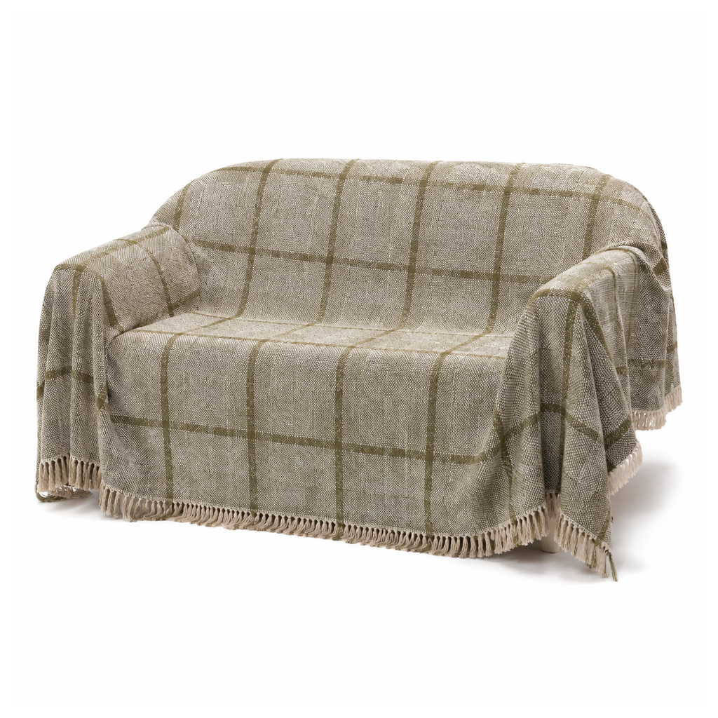 Moss Grid Sofa Throw