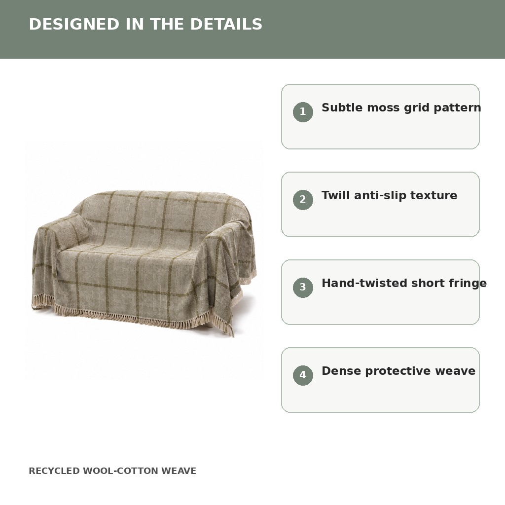 Moss Grid Sofa Throw