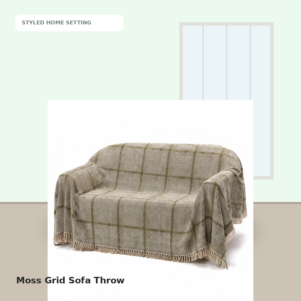 Moss Grid Sofa Throw