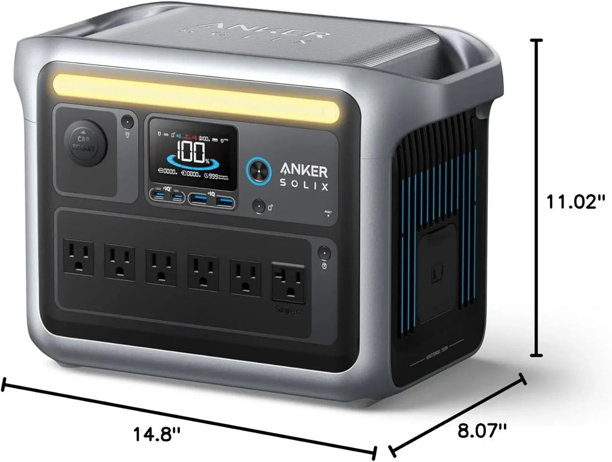 Anker SOLIX C1000 Portable Power Station with 200W Solar Panel, 1800W Solar Generator, 1056wh LFP (LiFePO4) Battery, 6 AC Outlets, Up to 2400W for Home, Power Outages, and Outdoor Camping