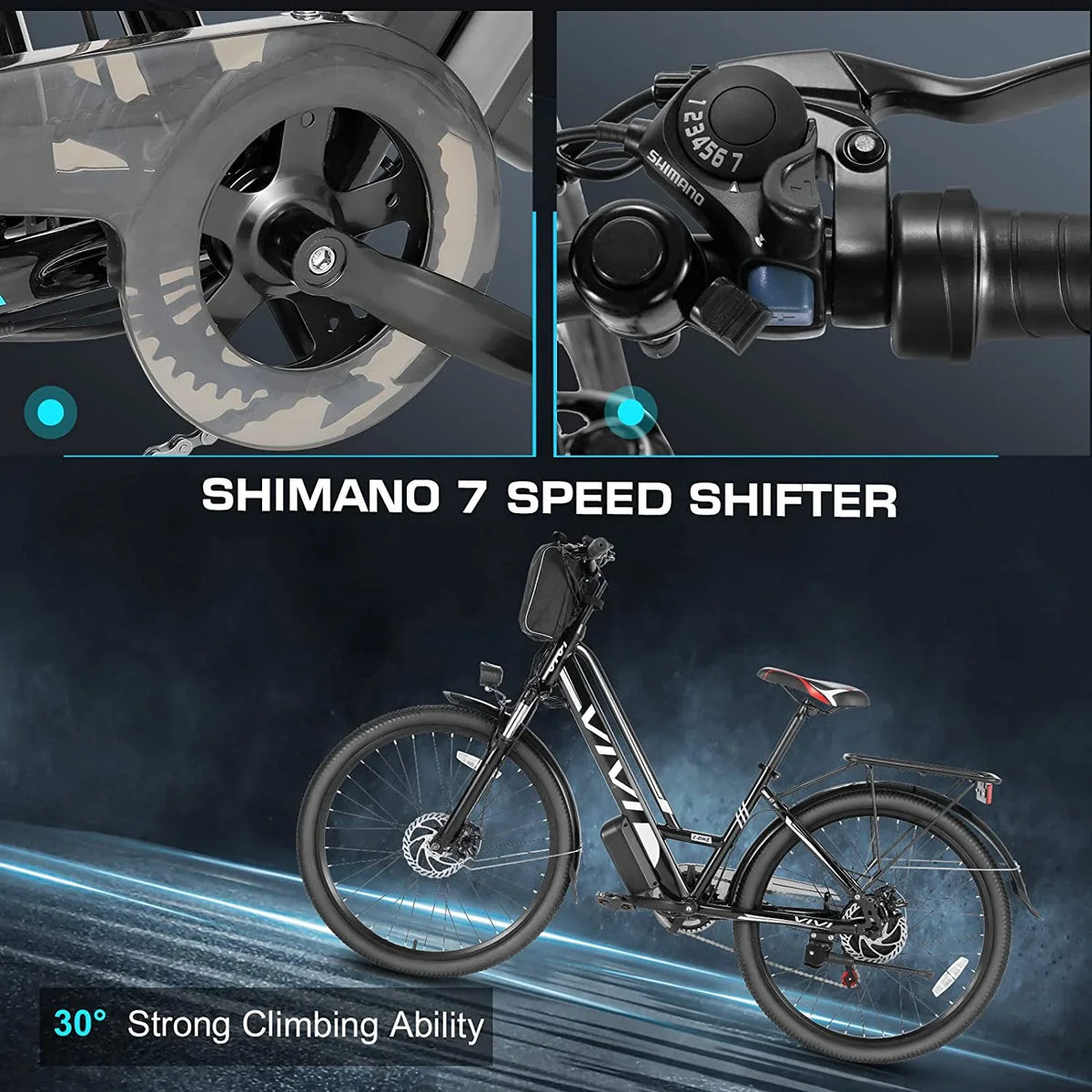 Vivi Electric Bike 26" City Commuter Electric Bike 48V 500W Step - Through Electric Bike 19.8MPH Electric Cruiser