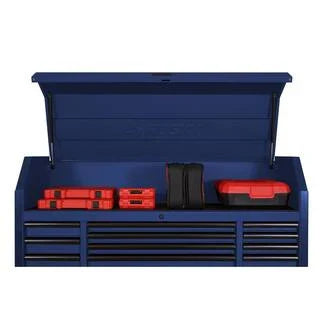 2025 56 in. W x 22 in. D Heavy Duty 23-Drawer Combination Rolling Tool Chest and Top Tool Cabinet Set in Matte Blue