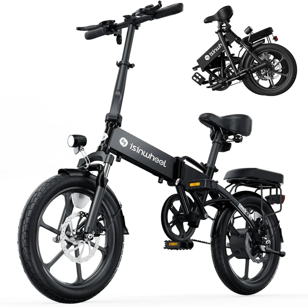 Electric Bike for Adults 500W Motor, 20 mph Folding Ebike, 14"/16"/20" Adults Electric Bicycles with Smart Uphill, 280.8Wh Battery, 25 Miles PAS Range, Mini E Bikes for Adults and Teens-isinwheel