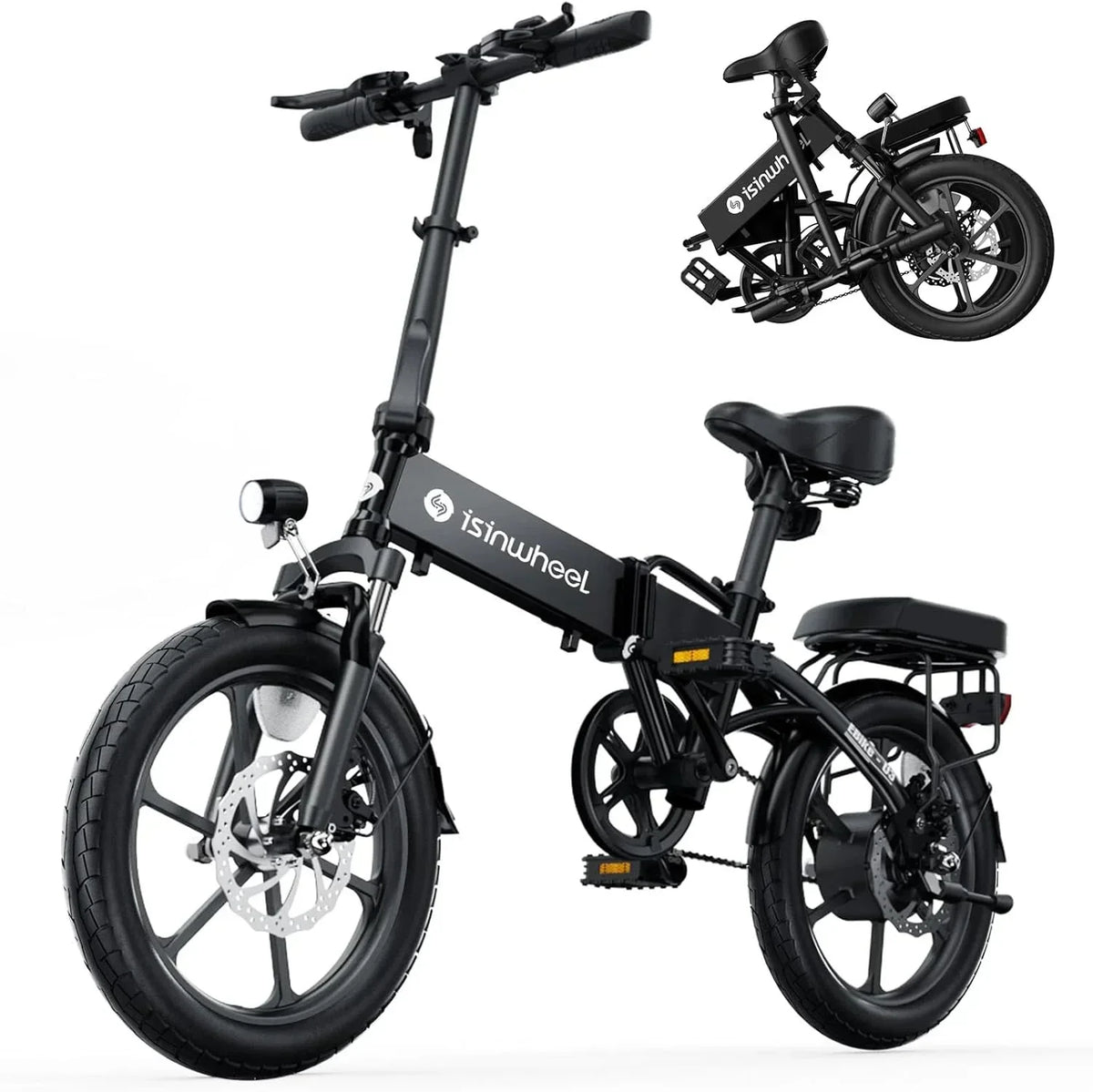 Electric Bike for Adults 500W Motor, 20 mph Folding Ebike, 14"/16"/20" Adults Electric Bicycles with Smart Uphill, 280.8Wh Battery, 25 Miles PAS Range, Mini E Bikes for Adults and Teens-isinwheel