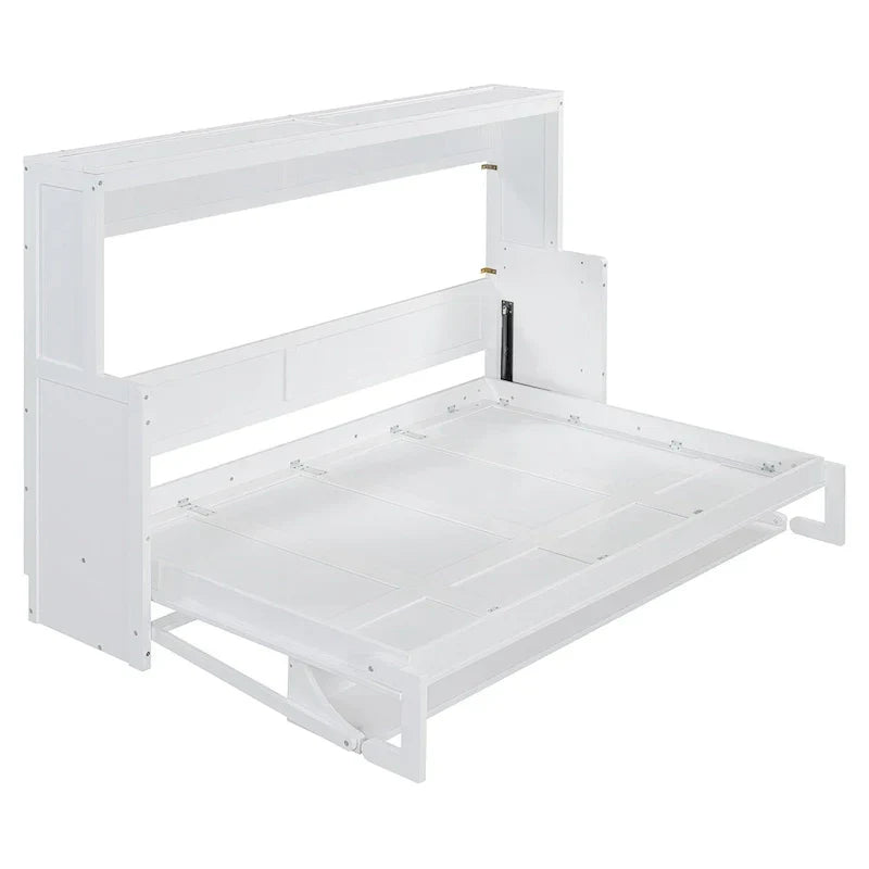 Queen/Full Size Murphy Bed with Hydraulic Lift and Integrated Desk Design