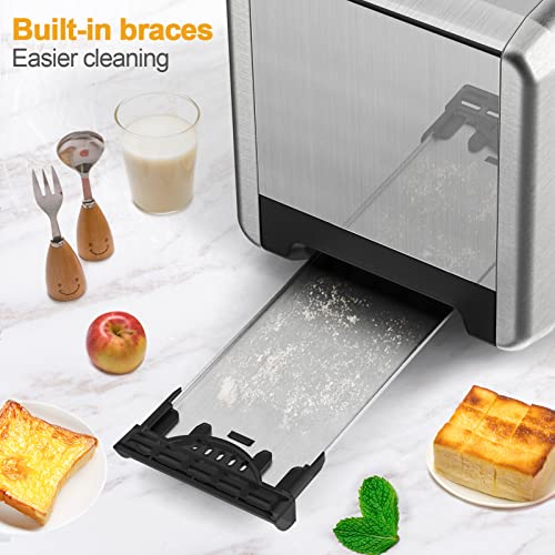 whall Toaster 2 slice Stainless Steel Toasters with Bagel, Cancel, Defrost Function, for Various Bread Types