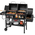 2-Burner Gas & Charcoal Combo Grill with Smoker & Side Burner, 34,000 BTU, 1020 Sq In, Black