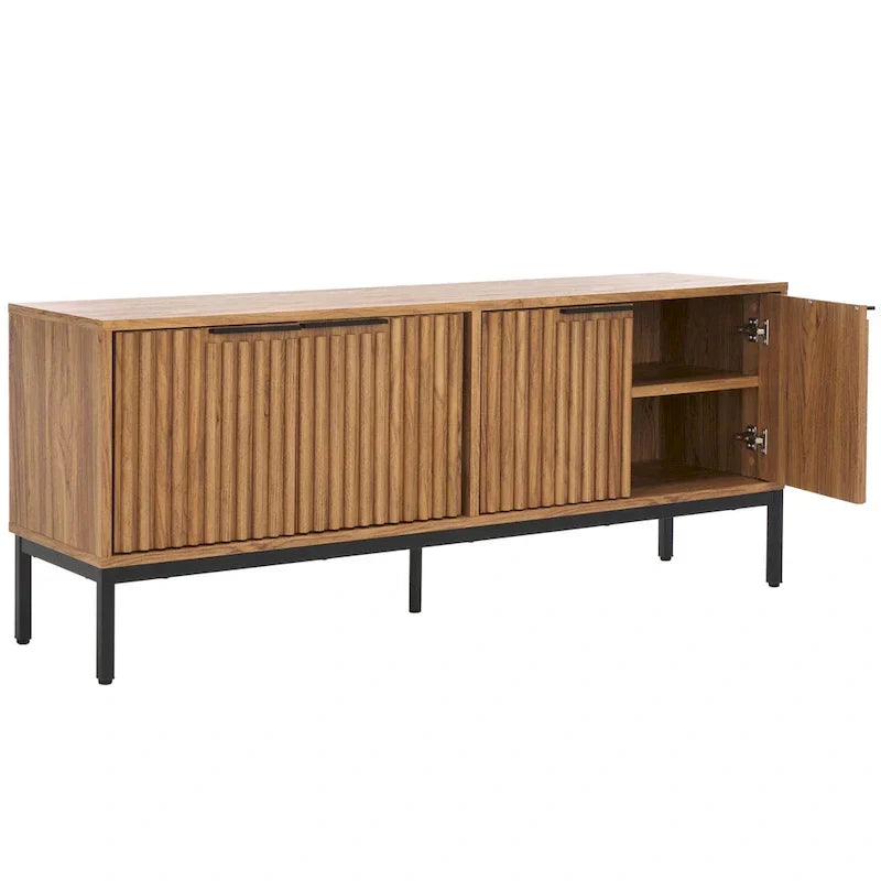 SAFAVIEH Deandra 4-Door Media Stand for Entertainment - Accommodates Up to 65-Inch Flat Screen TV - Dimensions: 60.8" W x 17.7" D x 24.6" H