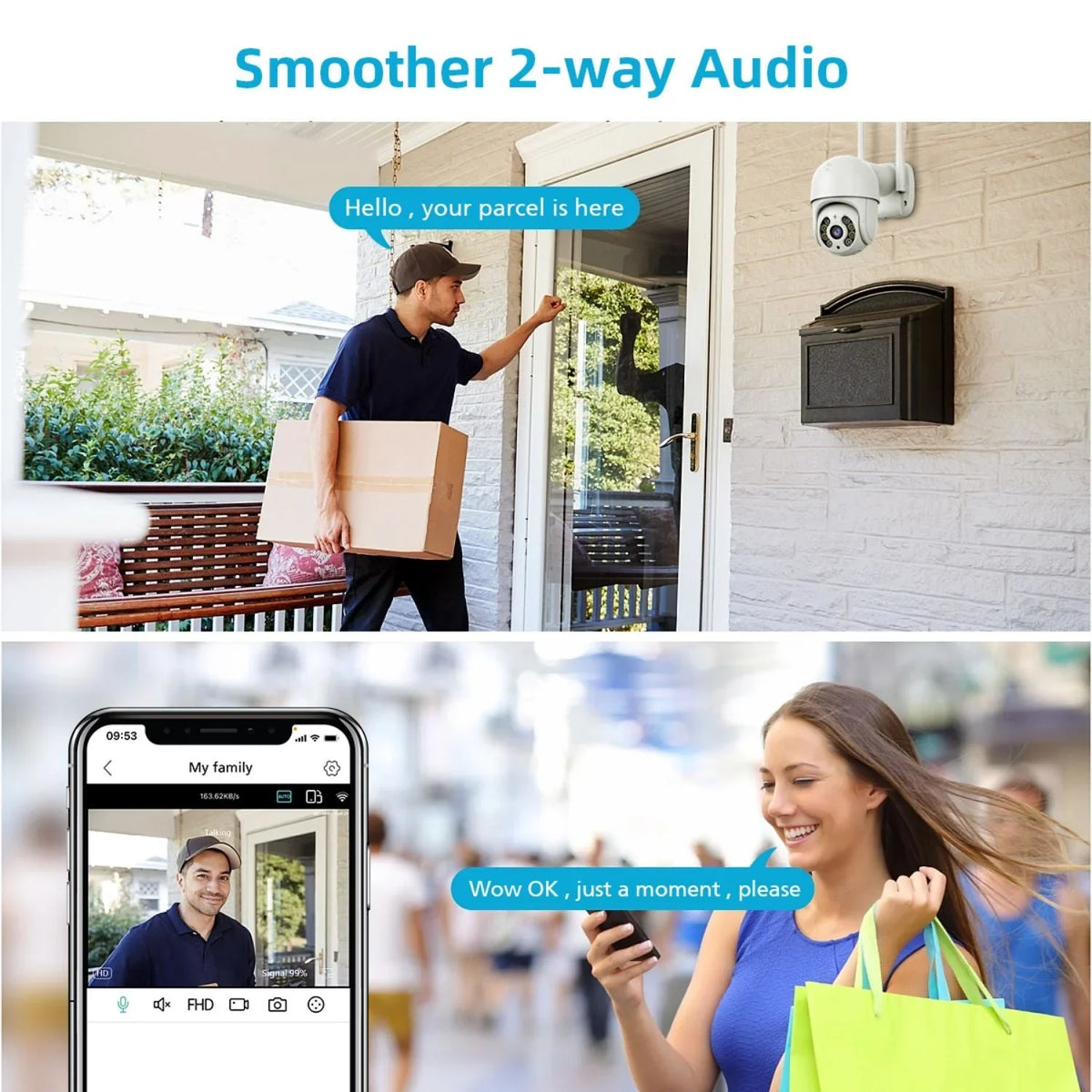 A8 White PTZ 1080P Smart Security Camera