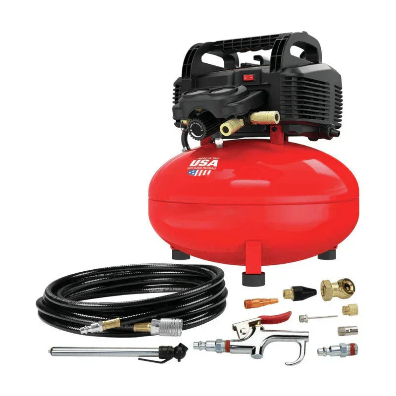 6 Gallon Pancake Air Compressor, Oil-Free, 150 PSI, Portable with Accessory Kit