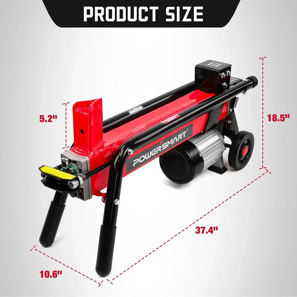 Electric Log Splitter 7-Ton - Efficient Wood Splitter with 3500 Motor Speed, 15 Amp, Horizontal Full Beam Design and Steel Wedge for Firewood & Kindling Cutting