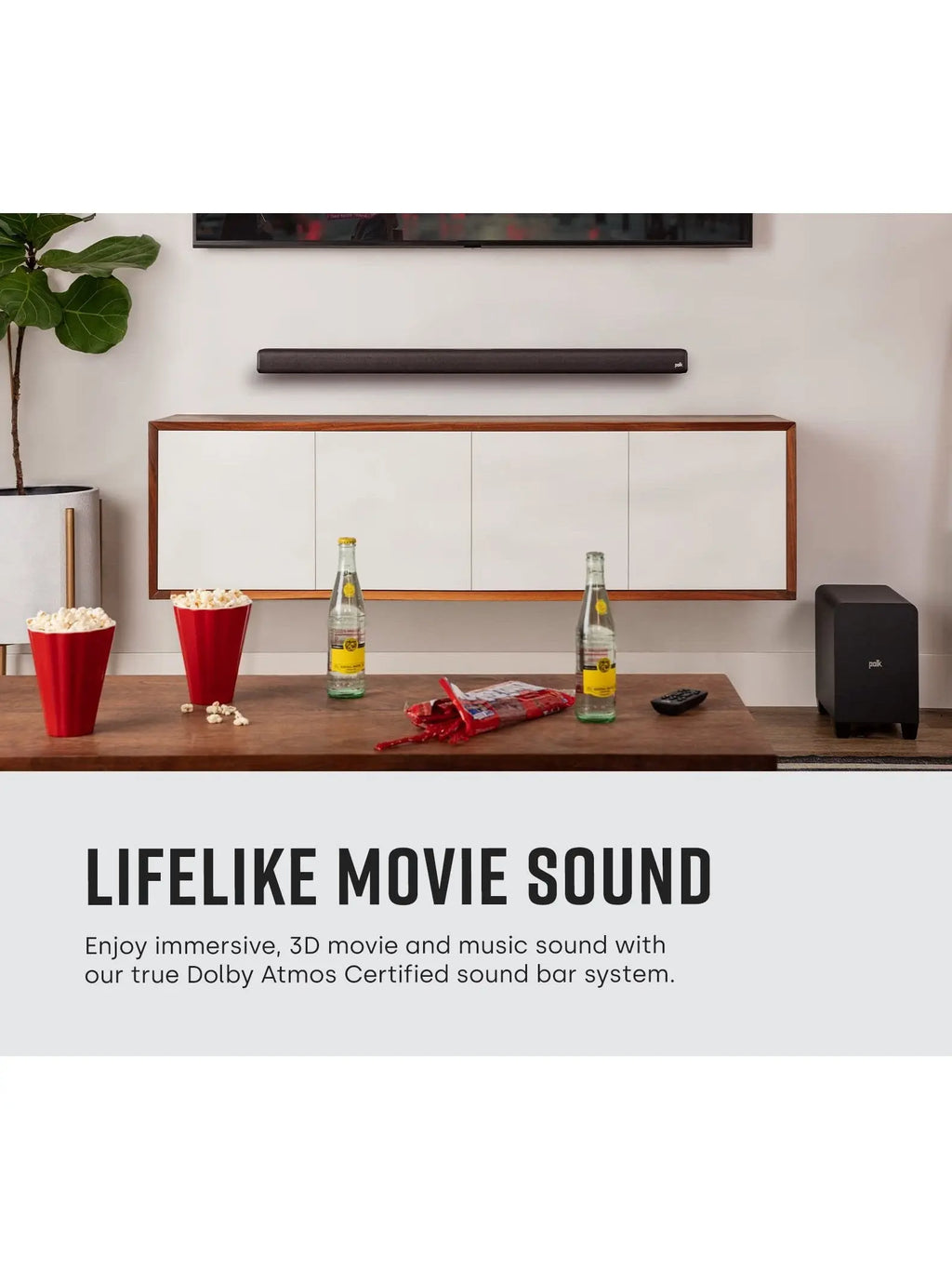 Polk Audio Signa S2 Low Profile TV Sound Bar, Works with 4K & HD TVs, Wireless Subwoofer, Includes HDMI & Optical Cables, Bluetooth Enabled, Black