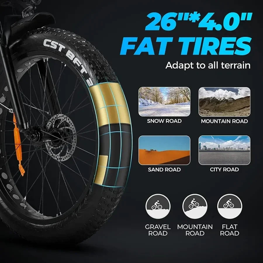 Outdoor electric bike with 48V / 15Ah lithium battery