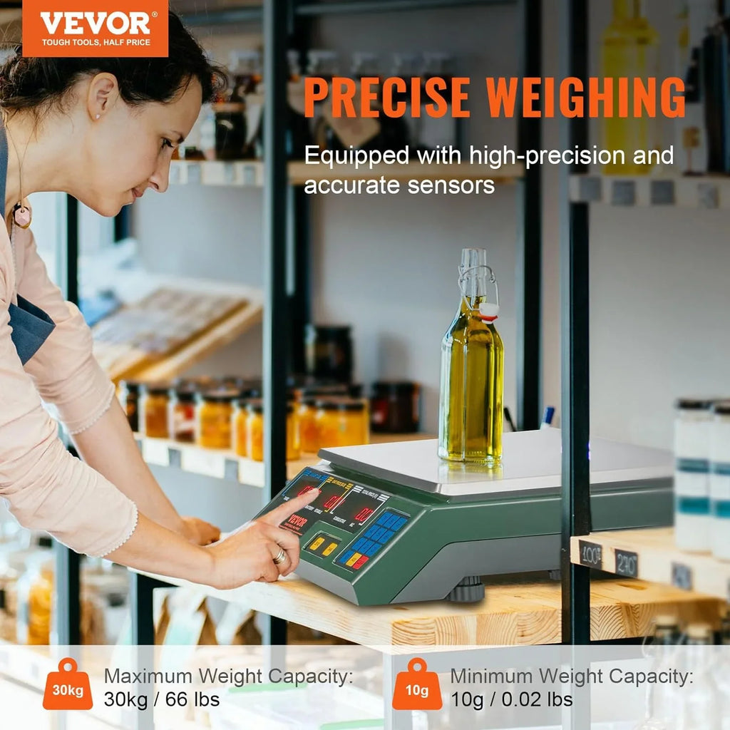 Electronic Price Computing Scale, 66 LB Digital Deli Weight Scales, LED Digital Commercial Food Fruit Meat Produce Counting Weight, for Retail Outlet Store, Kitchen, Restaurant Market, Farmer