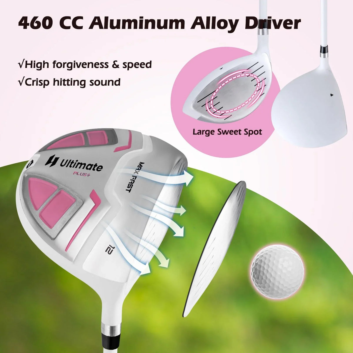 2025 Complete Golf Club Set for Women, 11 PCS Right Handed Golf Clubs with 460CC