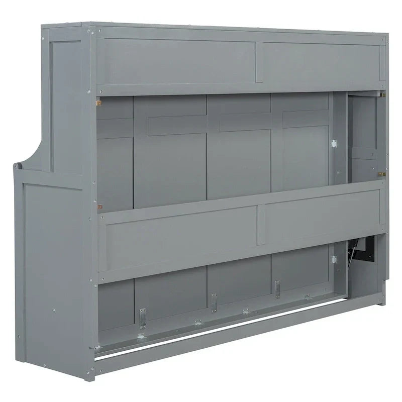 Queen/Full Size Murphy Bed with Hydraulic Lift and Integrated Desk Design